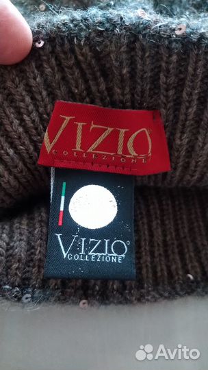 Шапка зимняя серо-голубая Vizio Collezione Италия