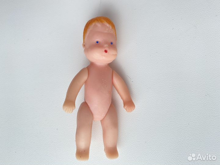 Пупсик резиновый миниатюрный, пупс мини 7,5 см 70е