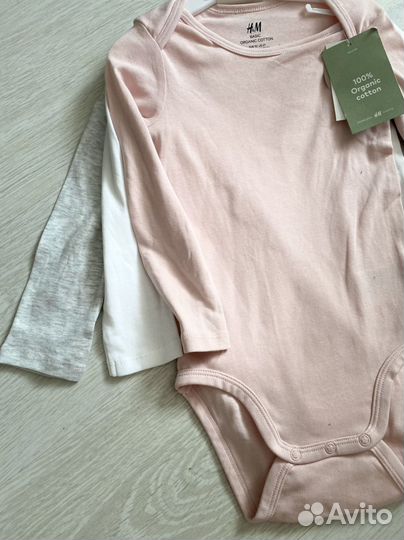 Боди комплект 3 шт для девочки h&m 92 р-р