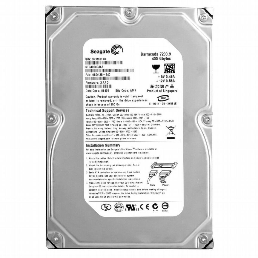 [ST3400833AS] Жесткий Диск Seagate 400gb Sata2 3.5 St3400833as