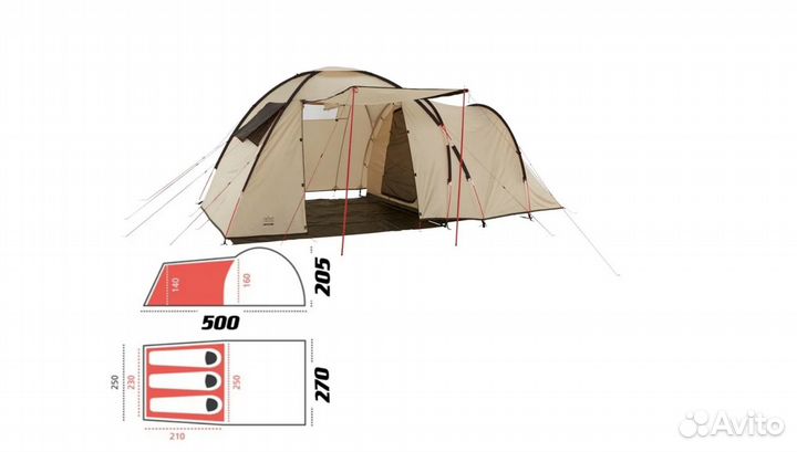 Палатка 3 местная с тамбуром высоким
