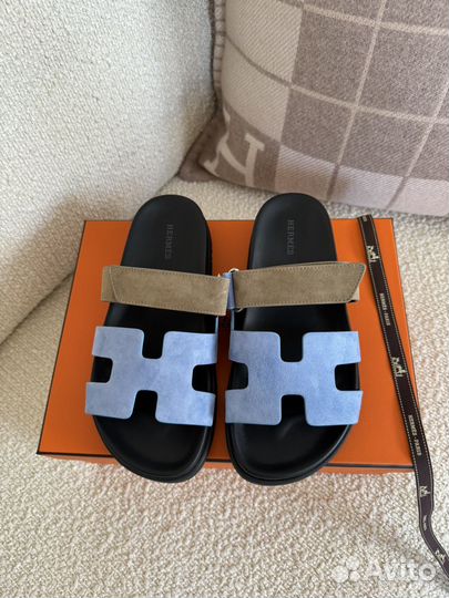 В наличии Hermes chypre 35-39 Bleu Cameo шлепки