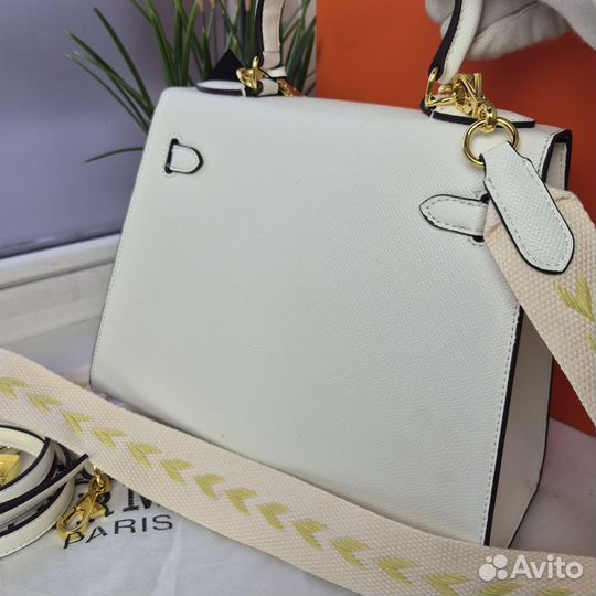 Сумка новая Hermes Kelly 25см белая