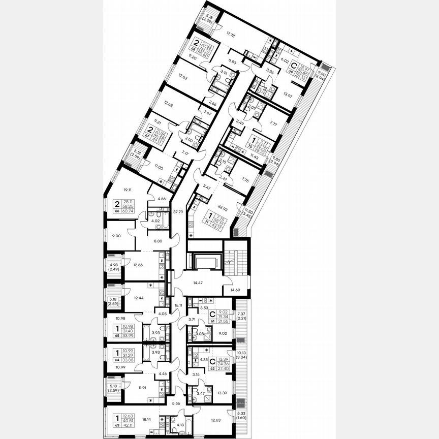 1-к. квартира, 44 м², 8/9 эт.