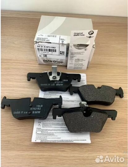 Оригинал BMW 34 21 6 873 093 Колодки тормозные зад