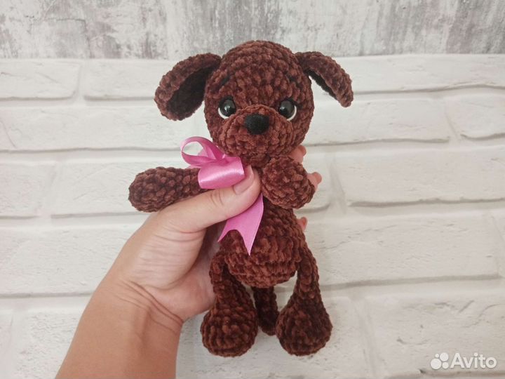 Вязаная игрушка собачка