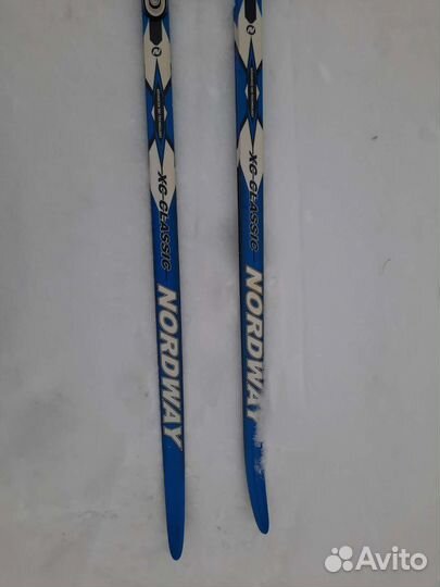 Беговые лыжи 185см, палки-130см