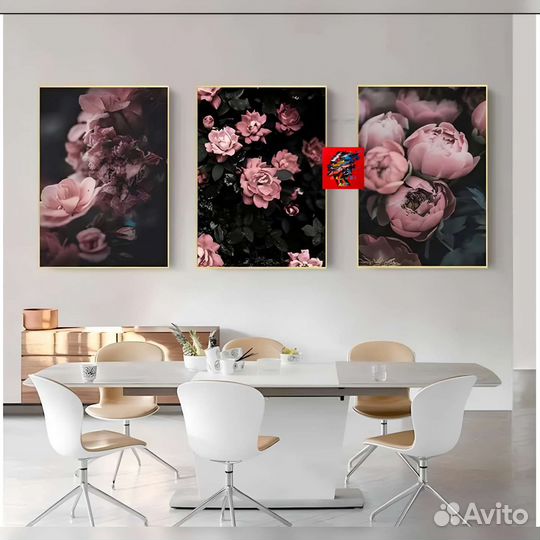 Современная картина цветы пионы