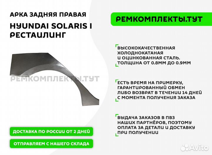 Арка задняя правая Hyundai Solaris 1