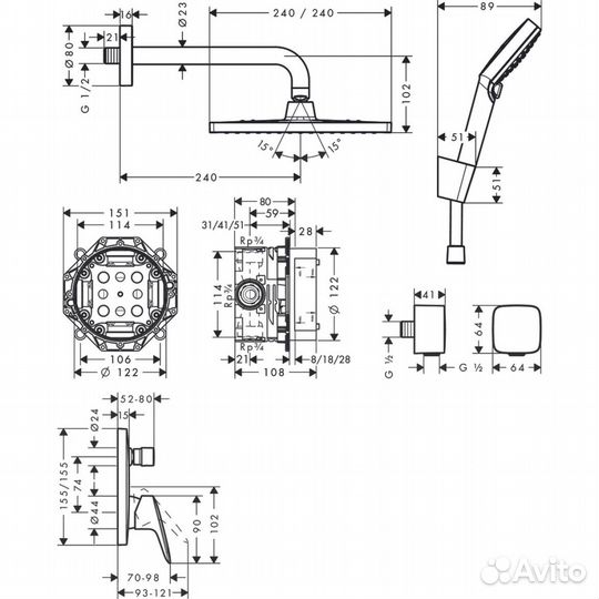 Душевая система hansgrohe Crometta E 240 27957000