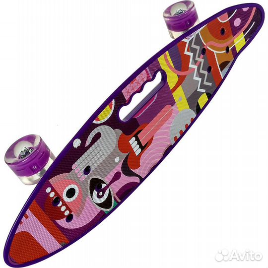 Скейтборд, пениборд с ручкой, светящиеся колеса