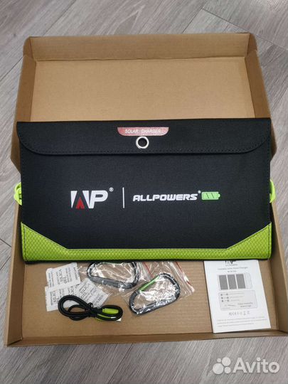 Солнечная складная панель 21w с акб, на рюкзак