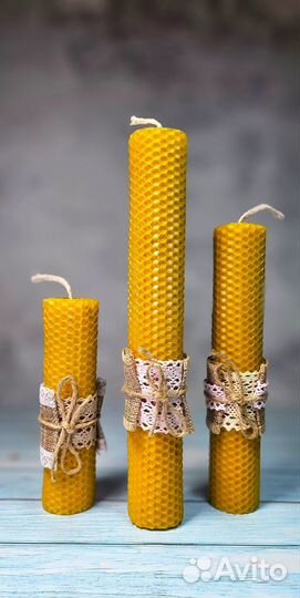 Свечи восковые с травами, Набор свечей из вощины с