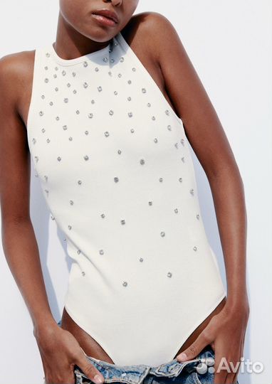 Боди со стразами Zara в наличии М