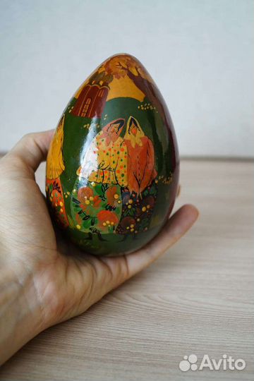 Винтажное деревянное пасхальное яйцо, СССР (1992г)