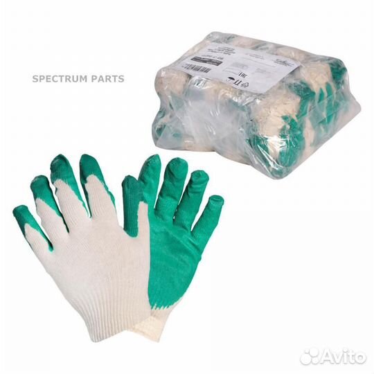 Перчатки хб с латексным покрытием ладони, зеленые