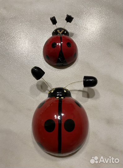 Набор магнитов Божьи коровки 2 шт. дерево