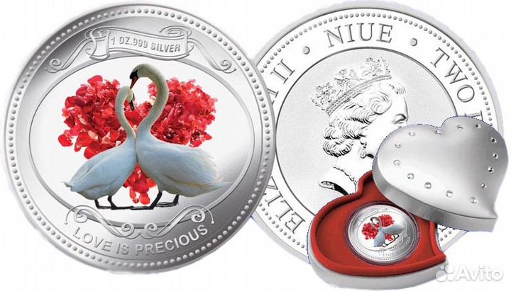 Монета. Лебеди. Серия Любовь драгоценна