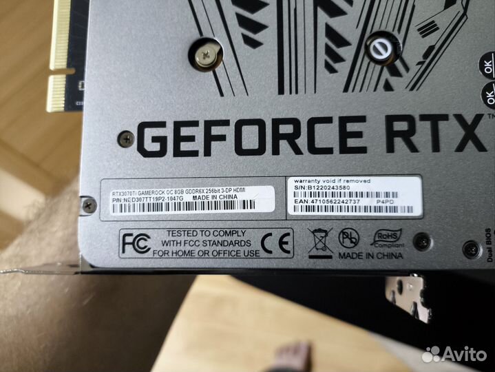 Видеокарта rtx 3070ti gamerock palit