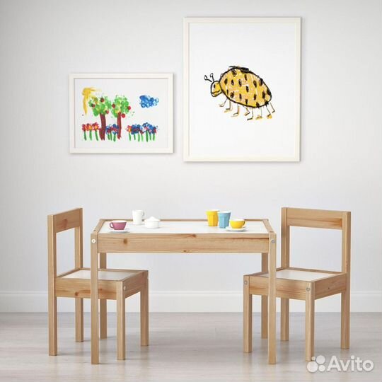 Latt Детский стол и 2 стула белый/сосна IKEA