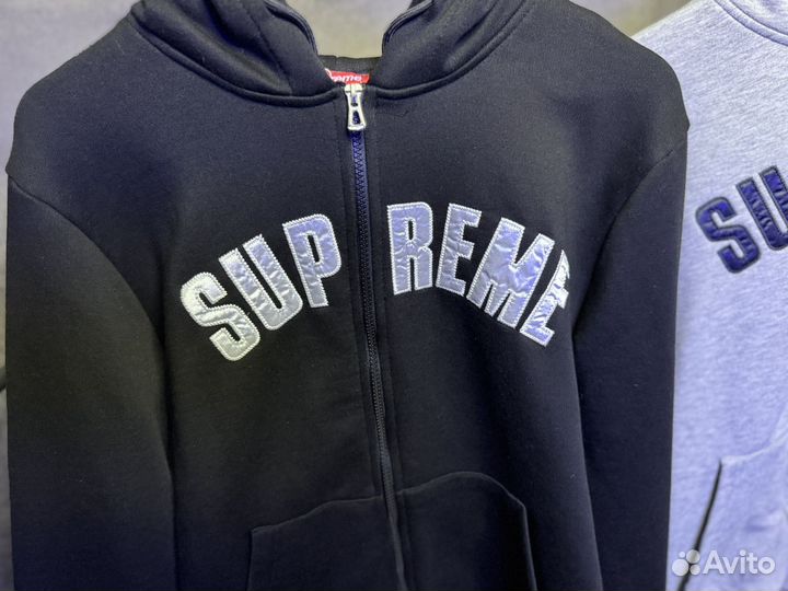 Зип худи Supreme черное базовое