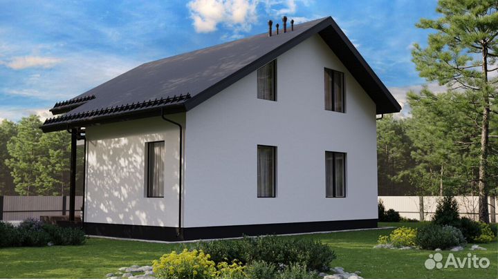 Каркасный дом с террасой, с гарантией