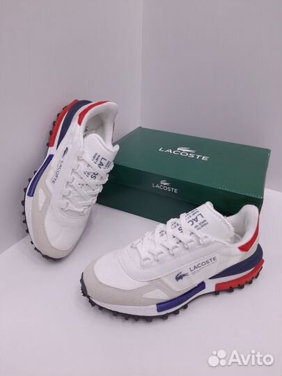 Кроссовки Lacoste мужские белые красные синие
