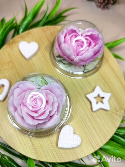 Мыло ручной работы роза в купольной упаковке