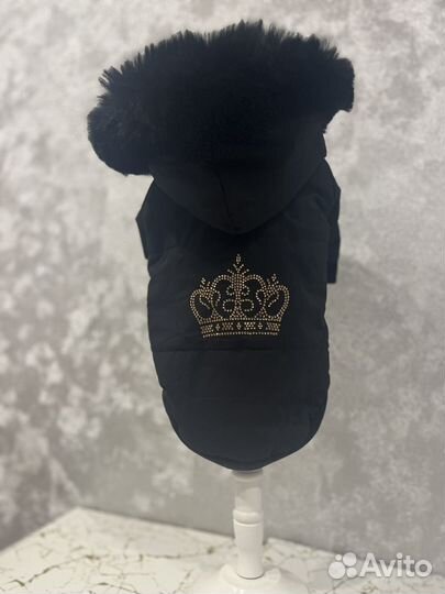 Куртки зимние Swarovski для собак розовая/чернаЯ