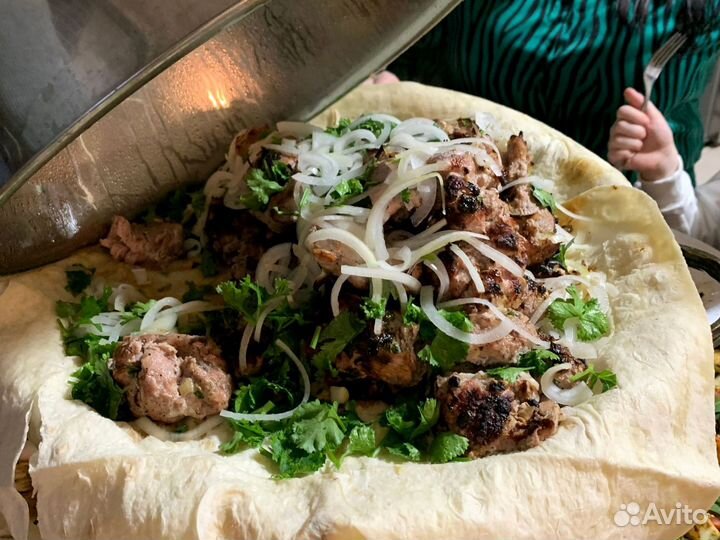 Садж для подачи и подогрева шашлыка на подарок