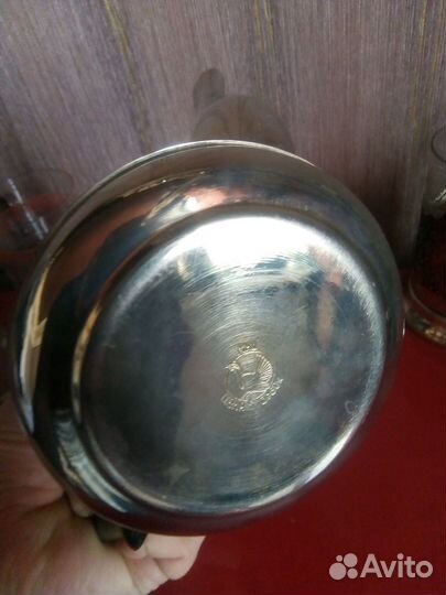 Подстаканники СССР, чайник, стаканы, мельхиор