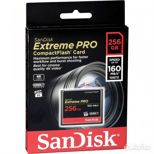 Карта Sandisk CF 256Gb extreme pro4k 1067x160 mb/s