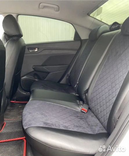 Чехлы Hyundai Solaris 1 Алькантара ромб