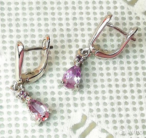 Серьги серебро аметист С354