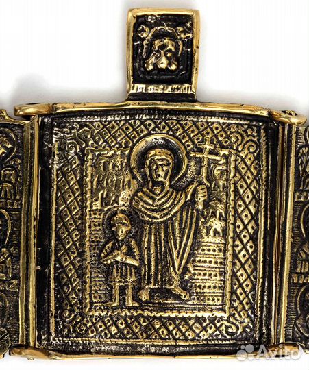 Бронзовая иконка-складень Кирик и Иулитта 00564