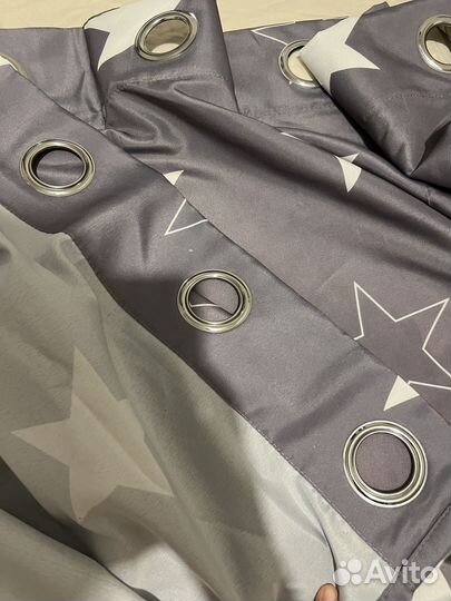 Занавеска со звездами на кольцах 140 на 250 см