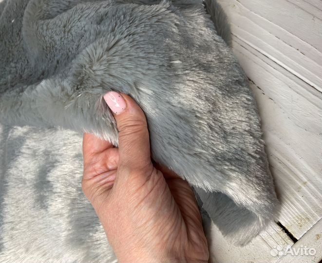 Отрез искусственного меха, ткани под мех серый