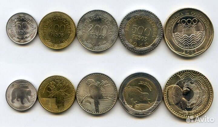 Наборы монет Аргентина, Уругвай, Колумбия, Перу