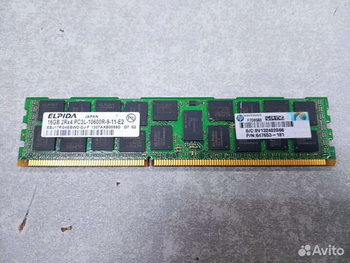 Оперативная память DDR3 16GB PC3L-10600R 1333Mhz
