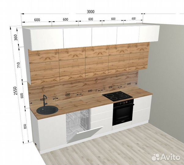 Кухонный гарнитур прямой 3000 мм