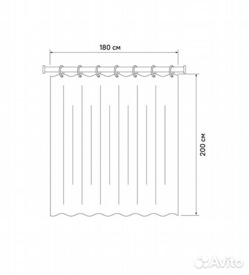 Штора для ванной 180 200