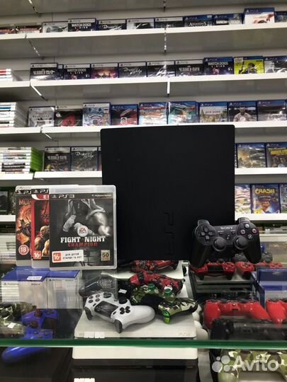 PS3 Slim 160GB + 3 игры