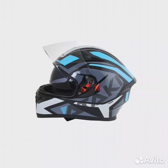 Шлем (интеграл) Ataki JK316 Route серый/голубой гл