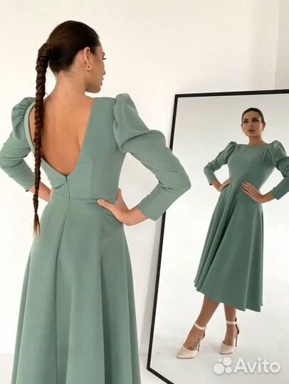 Платье оливковое вечернее 44 размер (Арт.20623)