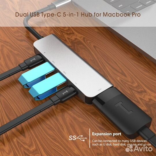USB Хаб Type-C 5в1 на MacBook brоnka