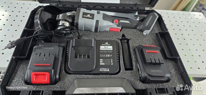 Ушм 125 мм Aventor бесщеточная 2 акб