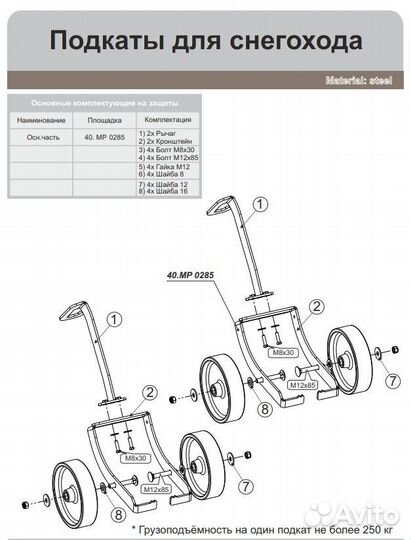 Подкаты для снегоходов storm / MP 0285