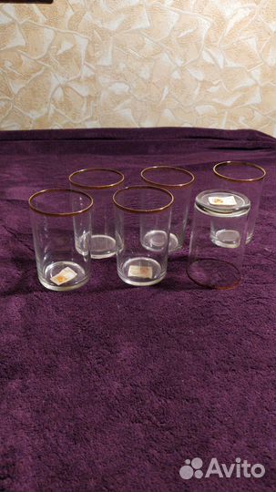 Стаканы, тонкое стекло, в подстаканники. СССР