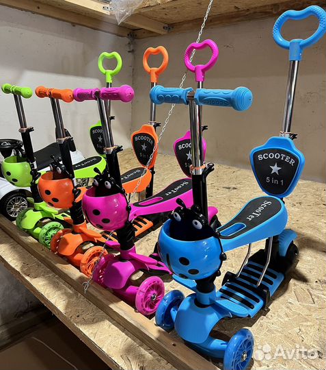 Самокат 5 в 1С родительской ручкой