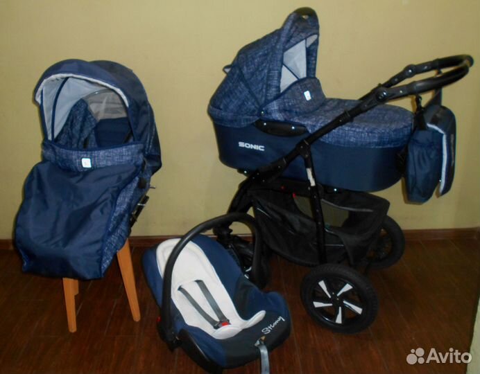 Коляска Соник Верди Джинс 3 блока